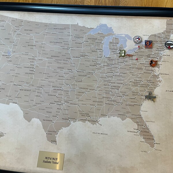 Personalized Canvas Vintage USA Push Pin Map – United States Travel ...