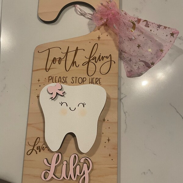 Custom Tooth Fairy Door Hanger - Personalized Wooden Tooth Fairy Sign ...