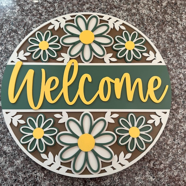 Welcome Flower Pattern Sign, Digital Download, SVG Laser Cut File ...
