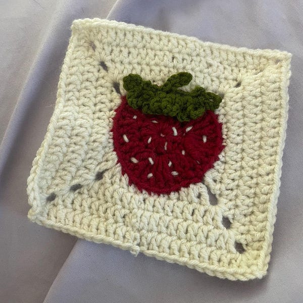 STRAWBERRY GRANNY SQUARE Crochet Pattern Beginner Friendly Pdf in STRAWBERRY GRANNY SQUARE Crochet Pattern Beginner Friendly Pdf in