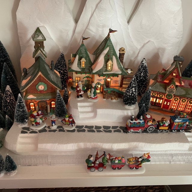 Christmas Village Snowy Mountain Background Display Lemax