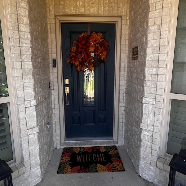 Fall Maple Leaves Wreath, Small Autumn Front Door Wreath, Wreath With ...