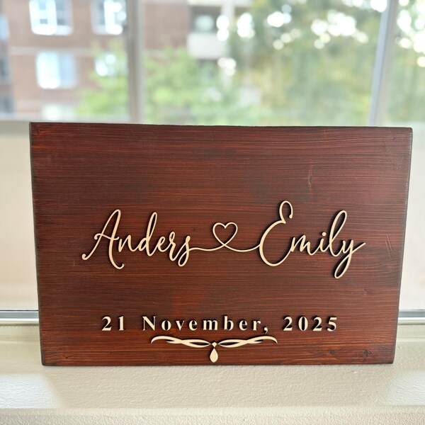 Personalized Wedding Cake Stand With Names | Custom Rustic Hardwood ...