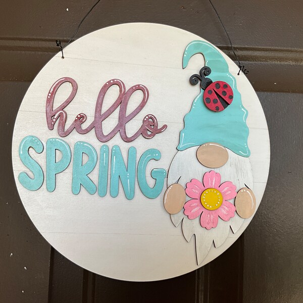 Spring Gnome Door Hanger Laser File, Spring Laser Cut Design SVG ...