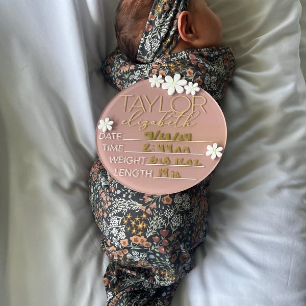 Acrylic Newborn Baby Birth Announcement Sign Newborn Baby Stat Sign ...