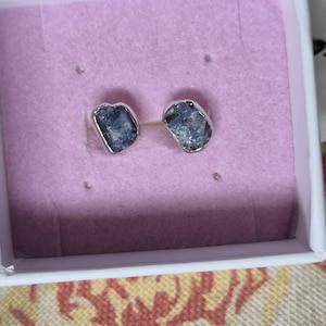 Customer photo from Melanie, Large Raw Sapphire Stud Earrings, September Birthstone