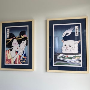 Woman Yelling at Cat Ukiyo-e Style Set of 2 Giclee Prints - Etsy