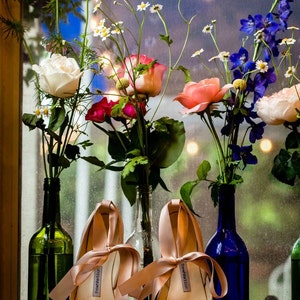 Bridal Ballet Flats, Blush Wedding Shoes, Pumps With Satin Ribbons ...