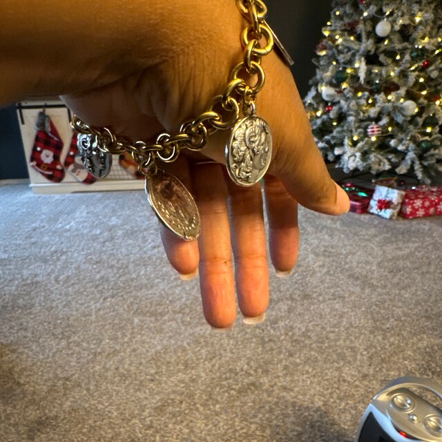 Coins Bracelet, Multi Charm Bracelet, Gold Silver Tone