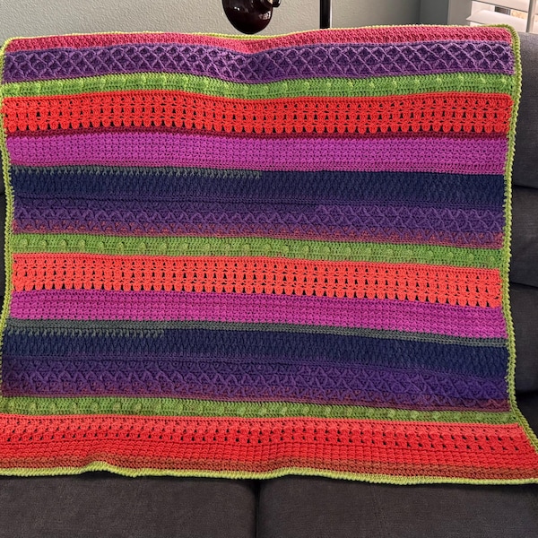 Easy Crochet Modern Blanket Pattern: Video Tutorial + Chart, 9 Sizes ...