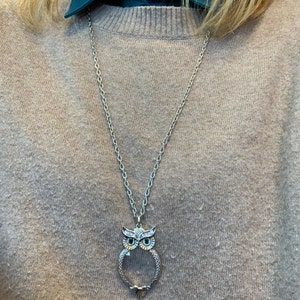 Collier Hibou Rétro En Alliage Doré – Pendentif Créatif évidé – Loupe 5x – Neuf Avec étiquettes