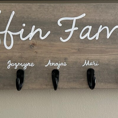 Personalized Family Sign With Key Hooks Key Holder Family - Etsy