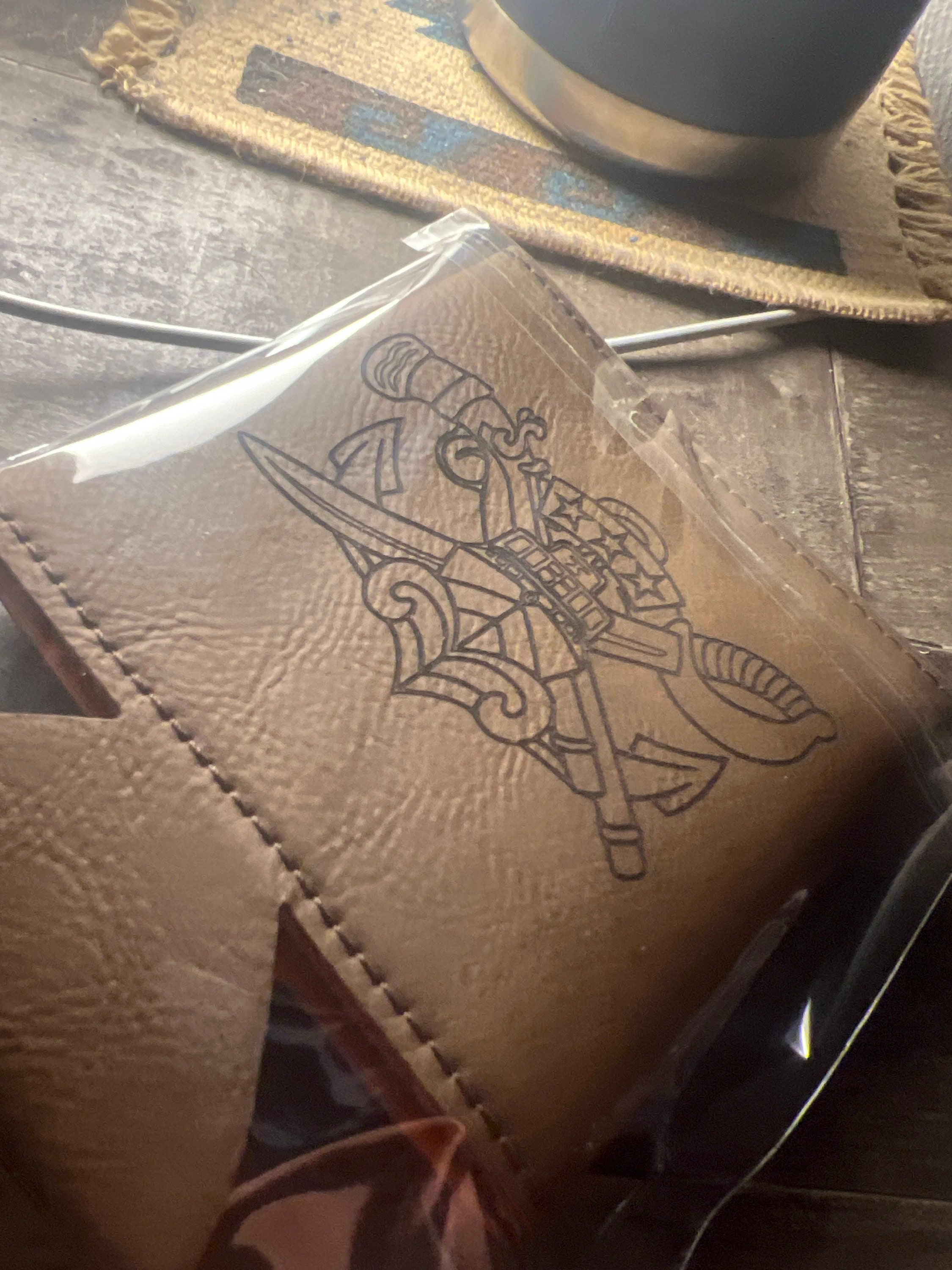 Customer photo of Custom Logo Engraved Leatherette Beverage Holder from Matthew