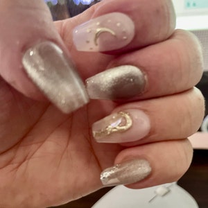 Y2K Ombre Blue Star Nails /japanese Nails /custom Press on Nails/ Hand Made Press on Nails/faux