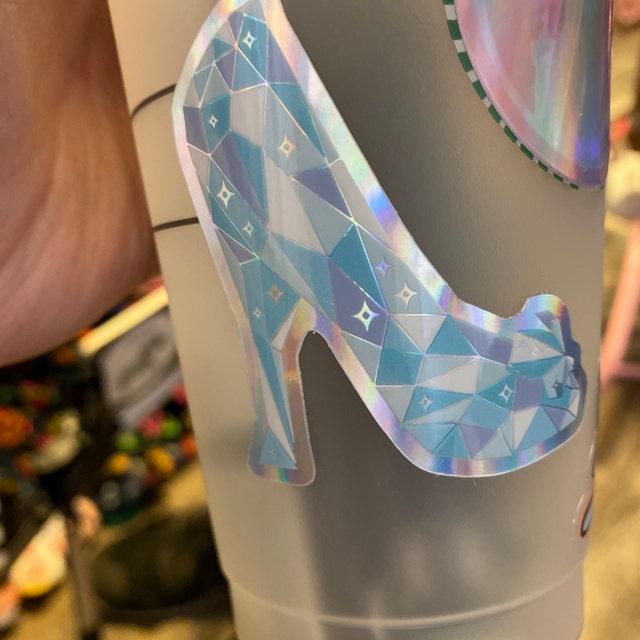 Cinderella Glass Slipper Sticker, Holographic Princess Shoe Decal