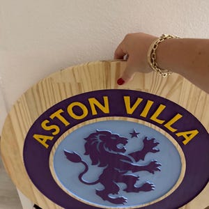 Aston Villa Crest Carved Pine Wall Sign, 12–30 Inch - Etsy