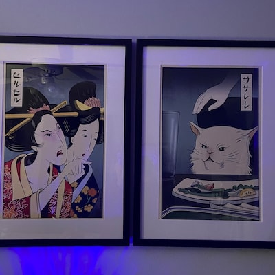 Woman Yelling at Cat Ukiyo-e Style Set of 2 Giclee Prints - Etsy