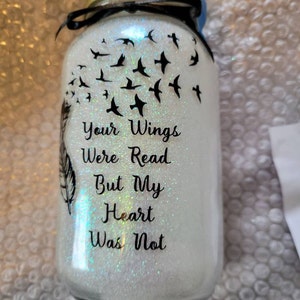 Memorial Glitter Mason Jar Light Night Light Memory Jar - Etsy