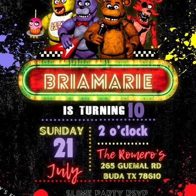 Five Nights at Freddy's Invitation Card Nightmare Invitation Digital ...