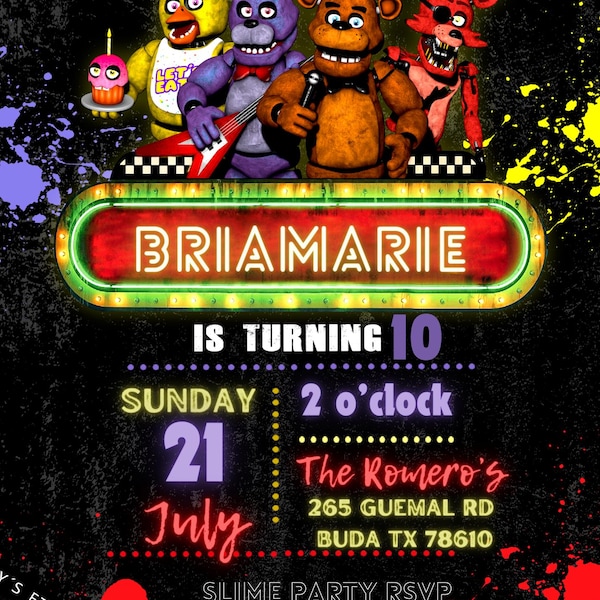 Five Nights at Freddy's Invitation Card Nightmare Invitation Digital ...
