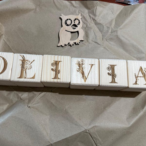 Names With Blocks Wooden Floral Blocks - Custom Name Blocks - Flowered Nursery Decor ...