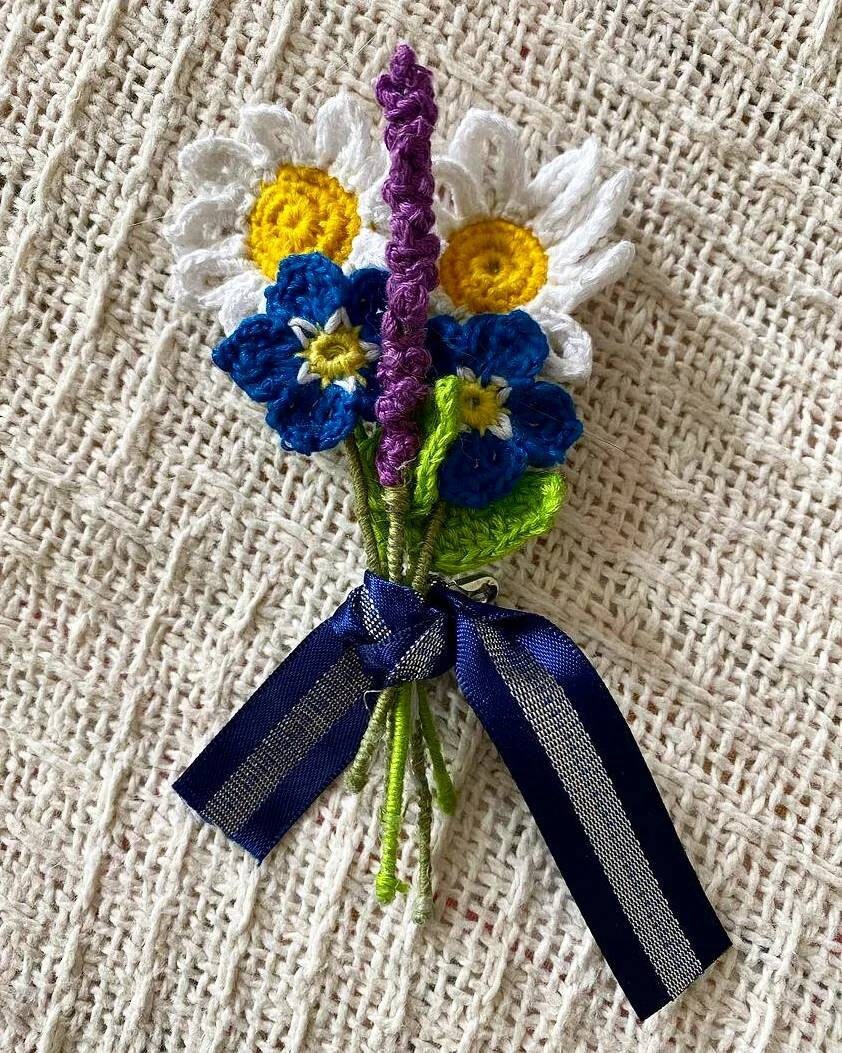 Micro crochet Forget me not and cherry blossom jewellery pattern, crochet flower making tutorial, crochet PDF pattern digital download
