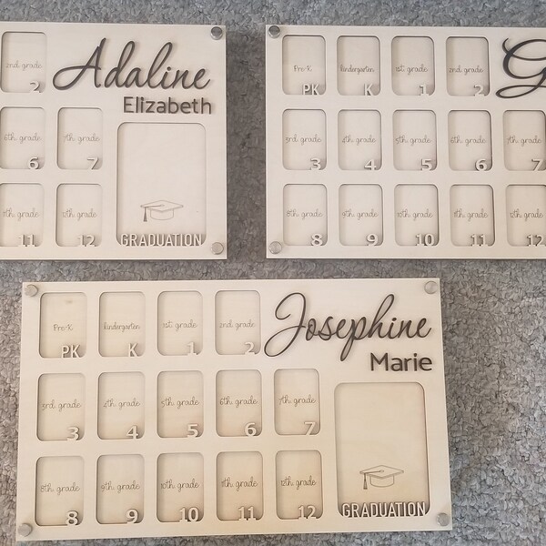 School Photo Frame, Preschool to Senior Year Photo Frame, Personalized ...