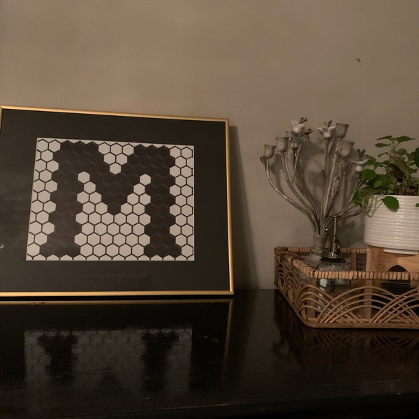 Bistro Tile Pattern Penny Tile Wall Art Hexagon Tile Typography tile ...