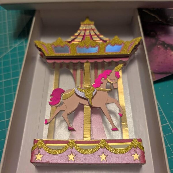 Carousel Box Card SVG | 3D Paper Craft Template | Cricut & Silhouette ...