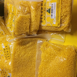 Bulk Yellow Beeswax Block or Pellets Pure & Local USA 