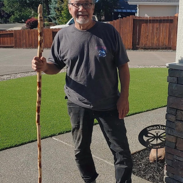 Wooden Walking Stick Hiking Stick With A Morel Mushroom Real