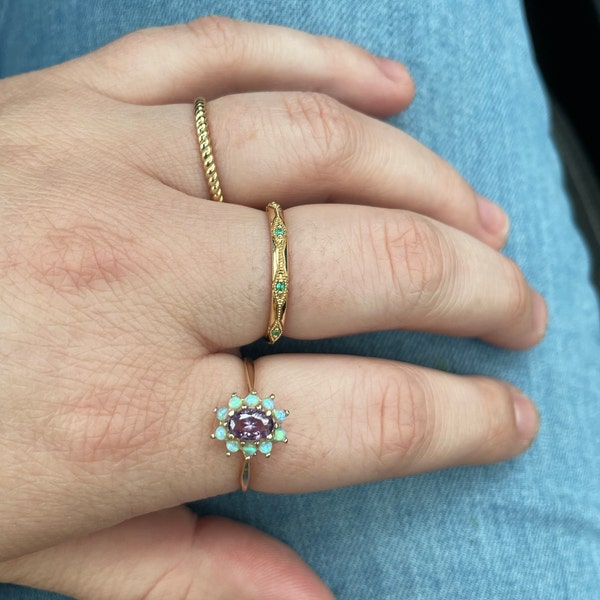 14k Gold Twist Rope Ring / Gold Braided Band Ring for Women / Twisted ...