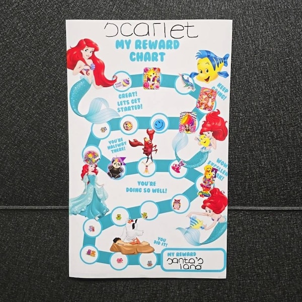 Little Mermaid Reward Chart for Kids, Chore Chart, Behaviour Chart ...