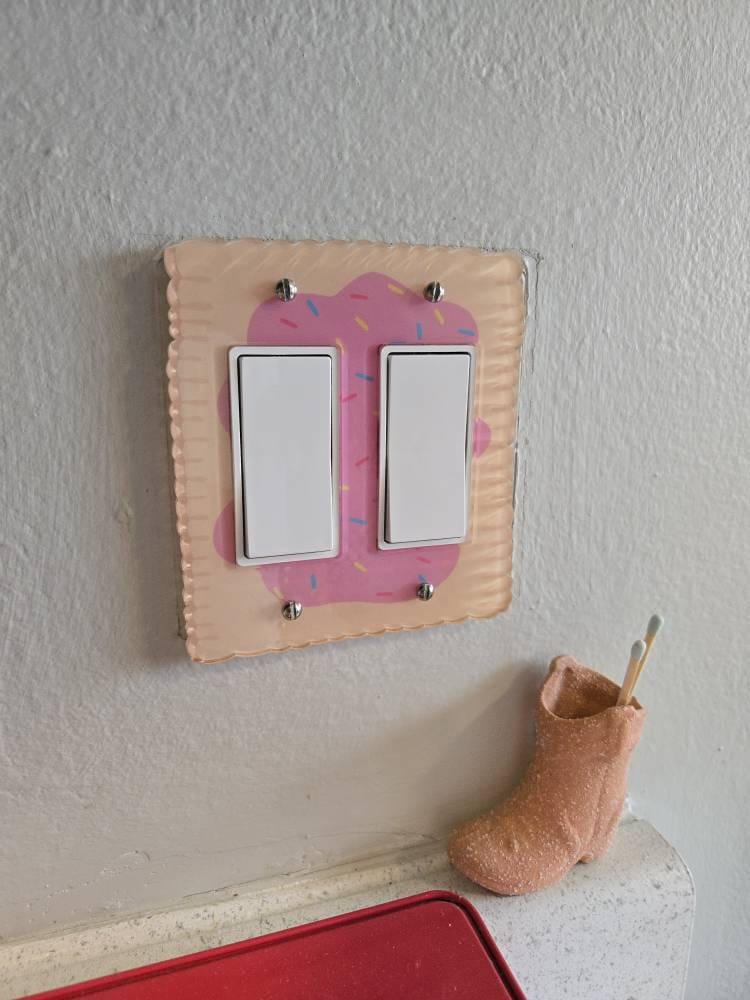 Toaster Breakfast Pastry Light Switch Cover, Laser Cut Acrylic, Home Decor, Single Standard or Rocker Switch option, Renter Friendly