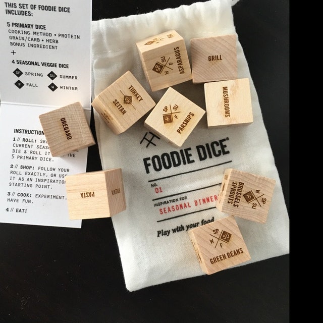 Foodie Dice® Seasonal Dinners Pouch Laser Engraved Dice for Cooking Ideas /  Foodie Gift, Christmas Gift, Stocking Stuffer, Gifts for Women 