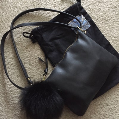 Black Leather Crossbody Bag, Minimalist Crossbody Bag, Black Leather ...