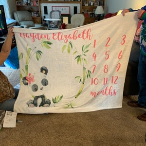 PHMOJEN Cow Baby Milestone Blanket - 47x47 Inch, With 4 Number Frames & Headband, Newborn Photo Prop