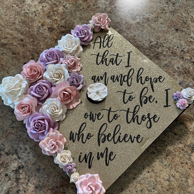 Graduation Cap Topper I am the Storm with glitter and flowers – GlitterMomz