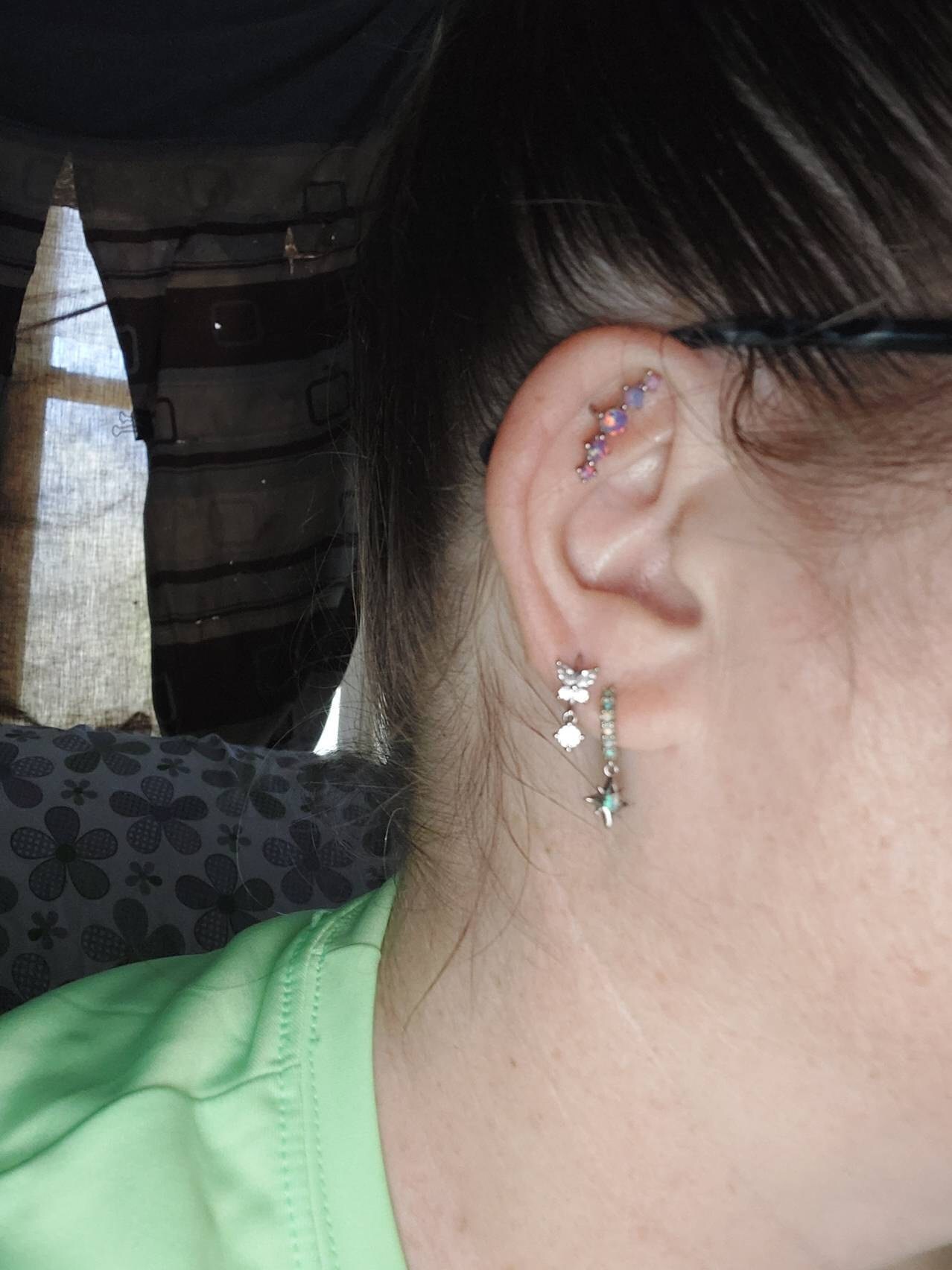 Butterfly hoop earrings - Cartilage hoop earrings - Cz dangle charm hoops - Cz earrings - Minimalist earrings - Tiny Hoop Earrings
