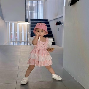 Little Girl Handmade Pearl Beige Baby Dress with Long Sleeves