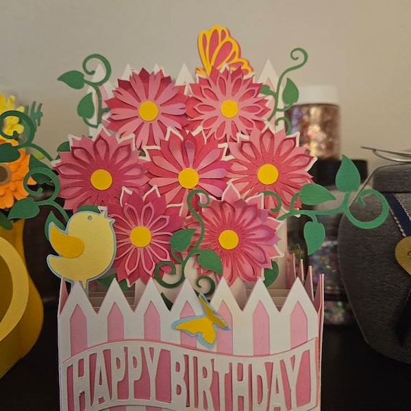 Whimsy Floral Garden Card in A Box 3D SVG - Etsy