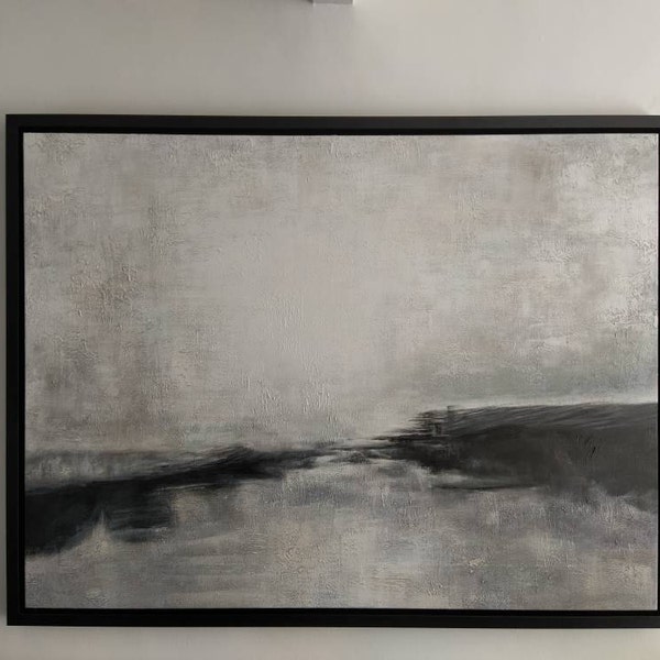 Large Black Wall Art Black and White Abstract Line Painting Modern ...