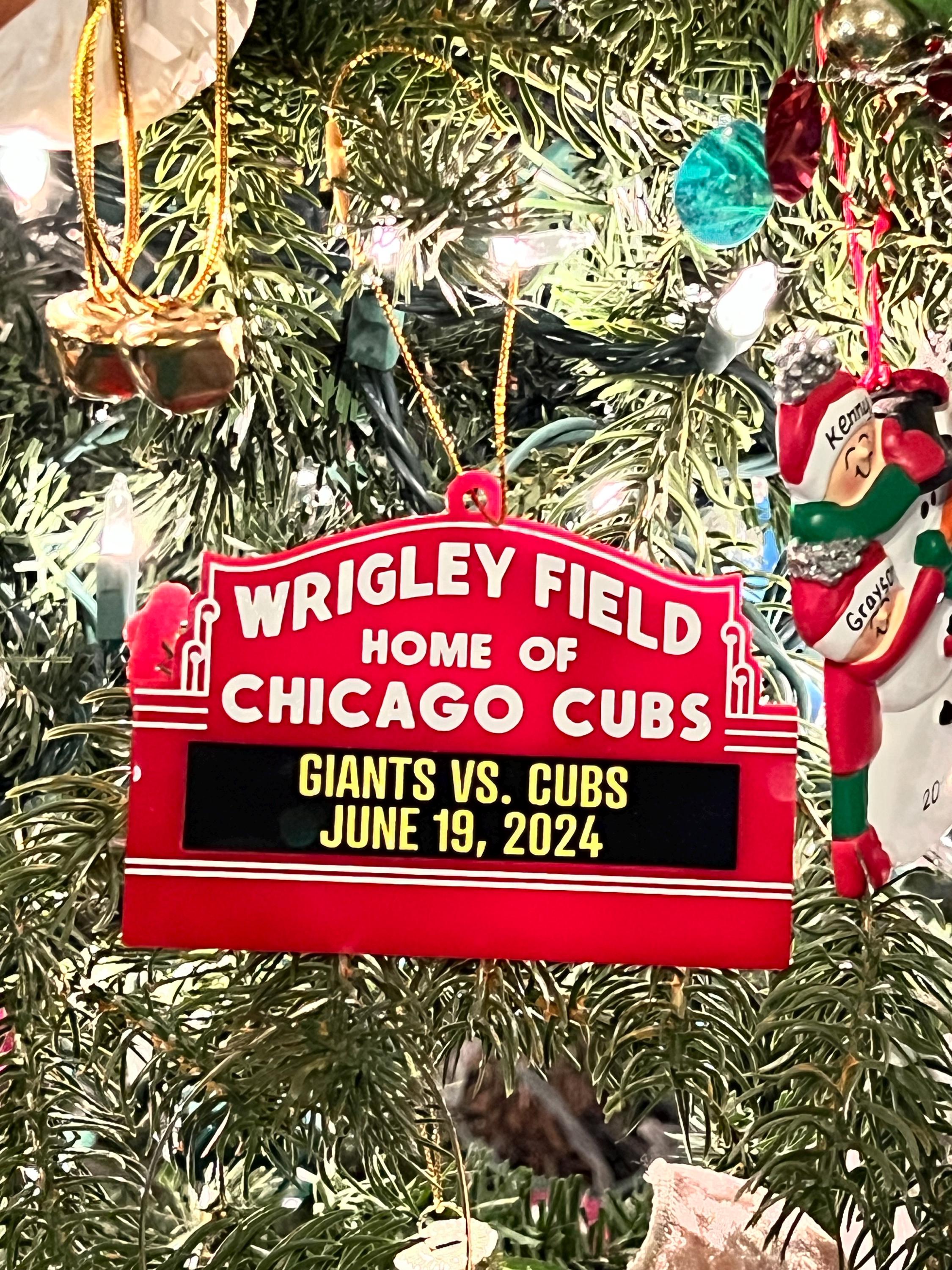 Chicago Cubs Personalized Wrigley Field Marquee Sign Christmas Ornament Custom Gifts Marquee Message MLB Baseball Illinois Acrylic