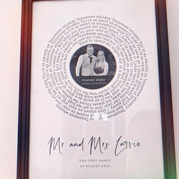 Song Lyrics Personalised Print, First Dance Custom Print, Gift for ...