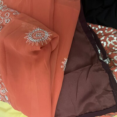 Girls' Festive Orange Printed Angrakha Top and Gharara Set main image 0