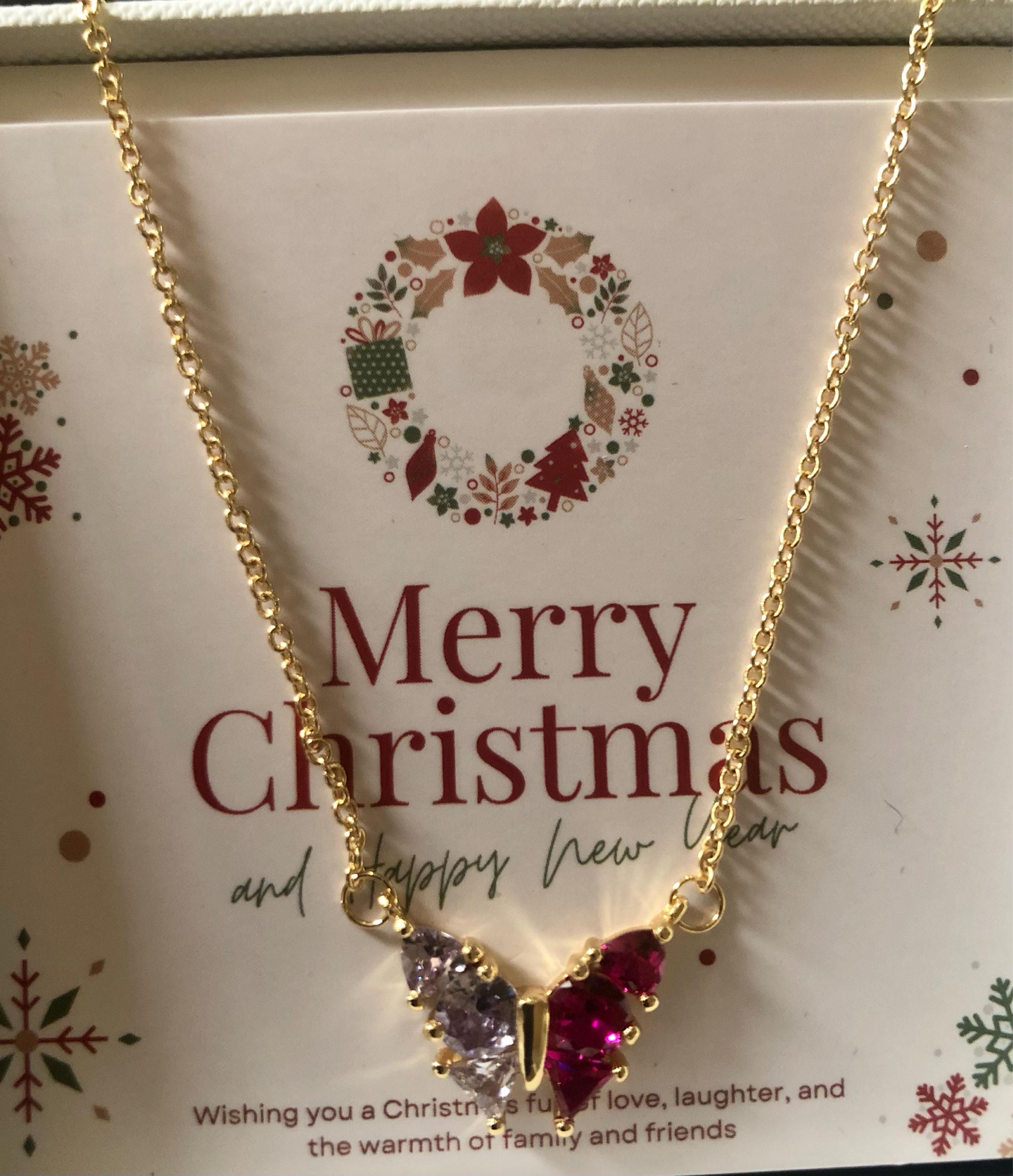 Butterfly Birthstone Necklace, 18K Gold Necklace, Wedding Necklace, Anniversary Gift, Bridal Gift, Grandma Gift, Christmas Gift for Her