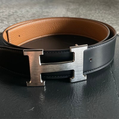 Reversible H Full Grain Leather Belt Strap Without Buckle ...
