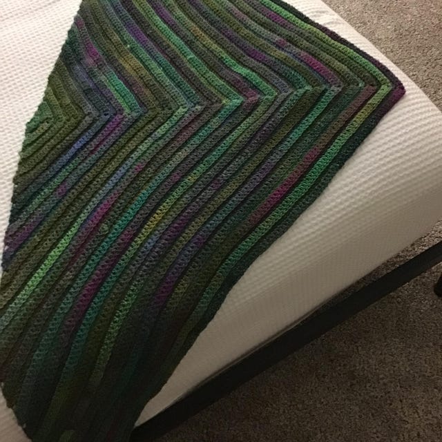 A customer's finished Pretty in Pink Triangle Shawl Crochet Pattern