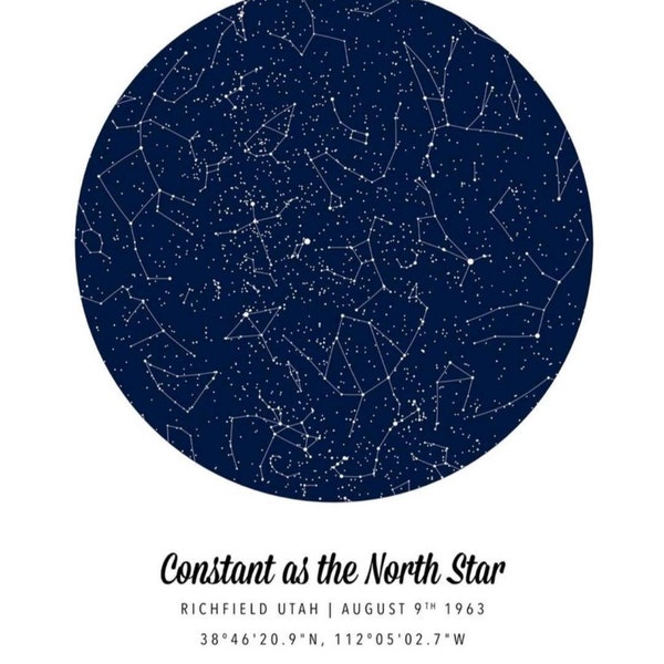 DIGITAL DOWNLOAD - Custom Star Map, Constellation Chart, Map of the ...