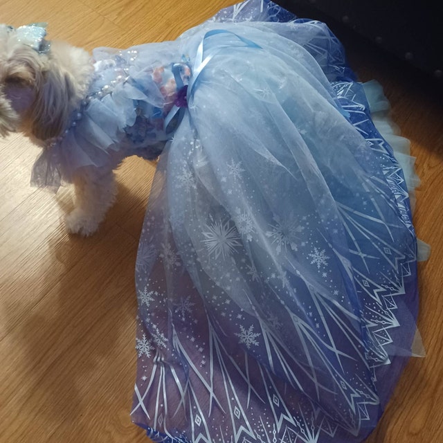 Dog Princess Dress Inspired From Elsa Dog Halloween Costume, Dog